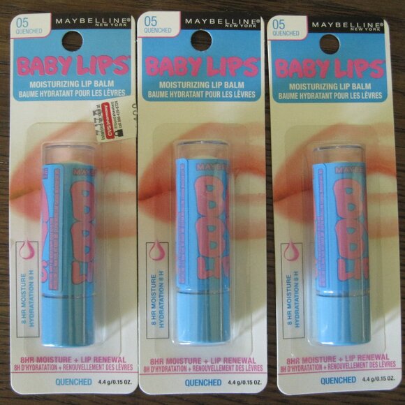 Bundle of 3 Maybelline Baby Lips Moisturizing Lip Balm Quenched #05 NWT - Picture 1 of 1